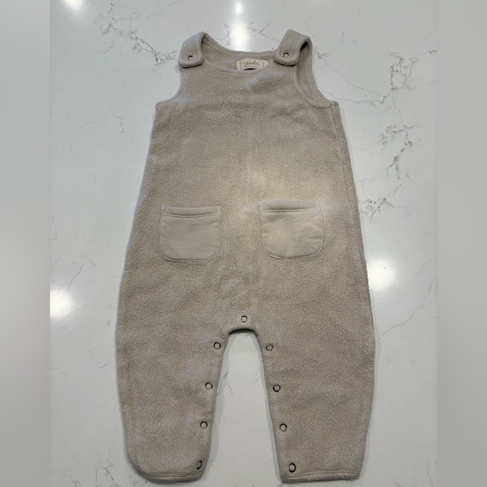Pehr Fleece Overalls 12-18 months color “Stone” EUC